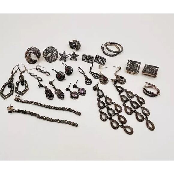 Lot Of Sterling Silver 925 Earrings For Craft Jewelry Making ASIS Marcasite Vntg